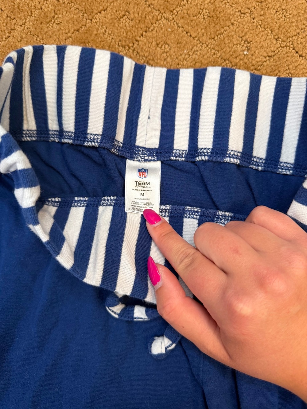 NFL Team Apparel Indianapolis Colts Women’s Blue Striped Lounge Pants Size M Y2K - Picture 3 of 9